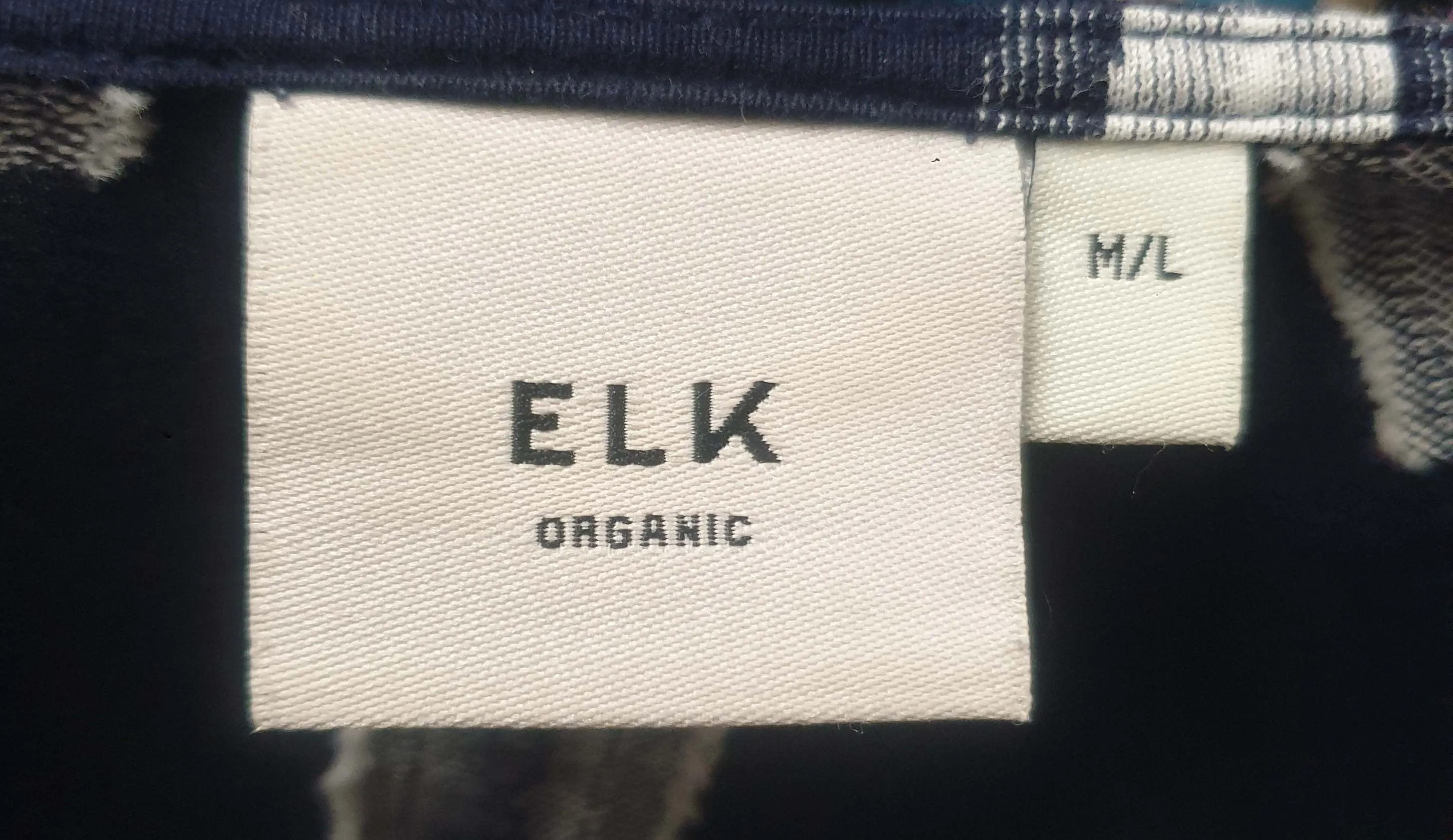 Elk navy dress with white stripe print size M/L, easily fits up to a size 16
